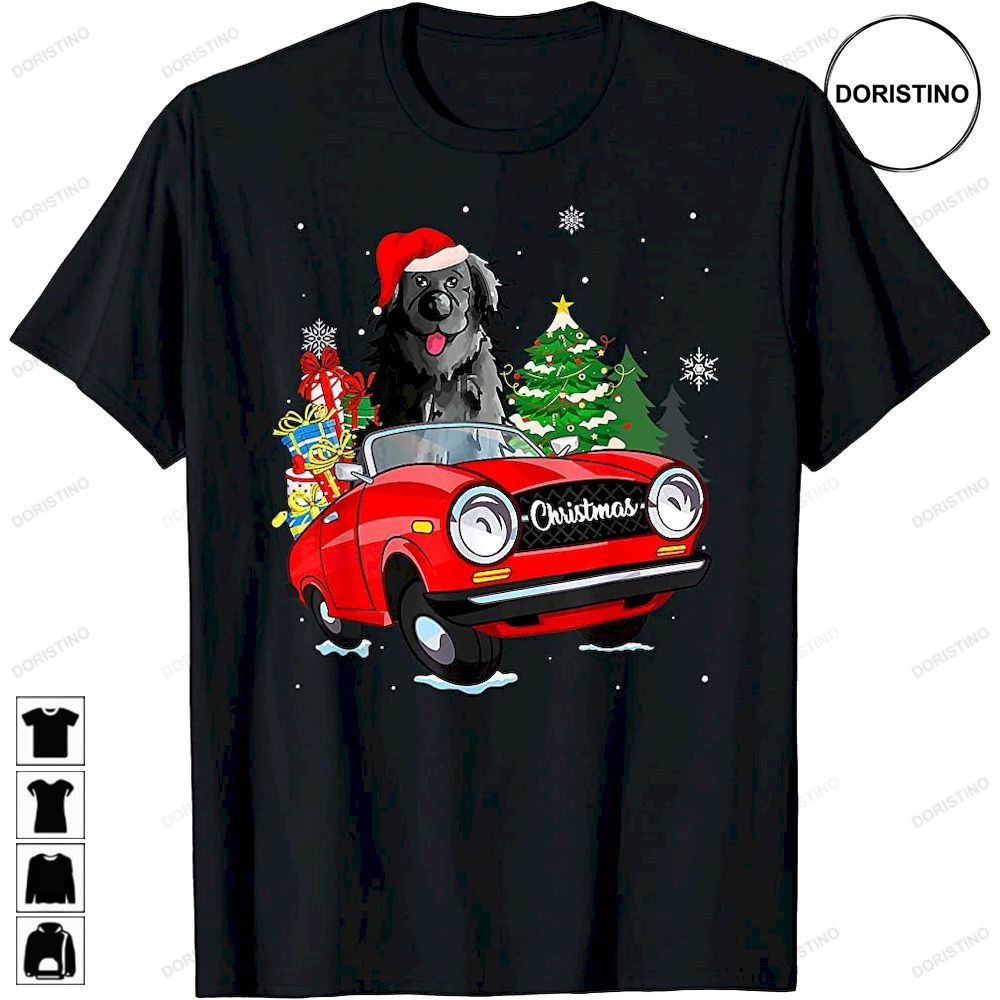 Cute Newfoundland Dog Santa Hat Red Car Christmas Limited Edition T-shirts