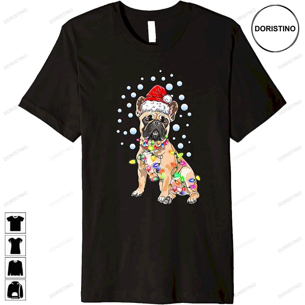 Cute Pug Dog Christmas Light Santa Hat Puppy Lover Awesome Shirts