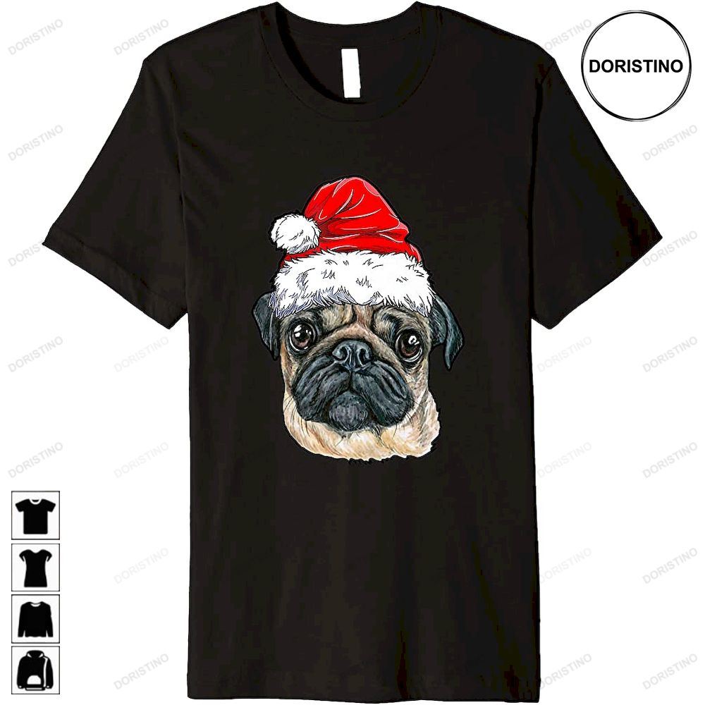 Cute Pug Dog Christmas Santa Hat Puppy Lover Limited Edition T-shirts