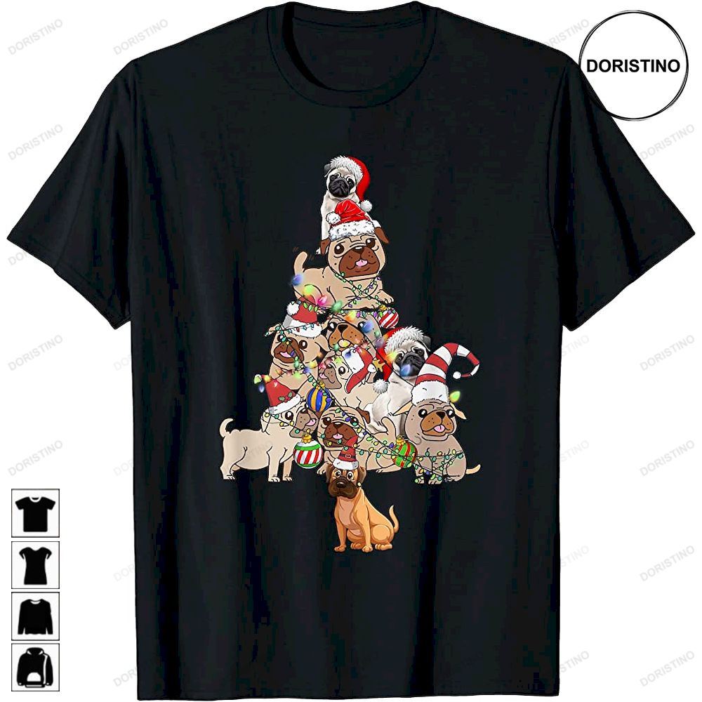Cute Pug Dog Christmas Tree Puppy Lover Limited Edition T-shirts