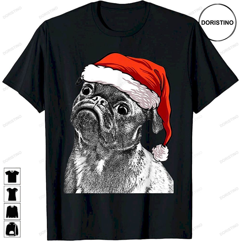 Cute Pug In A Santa Hat Funny Dog Lover Christmas Trending Style