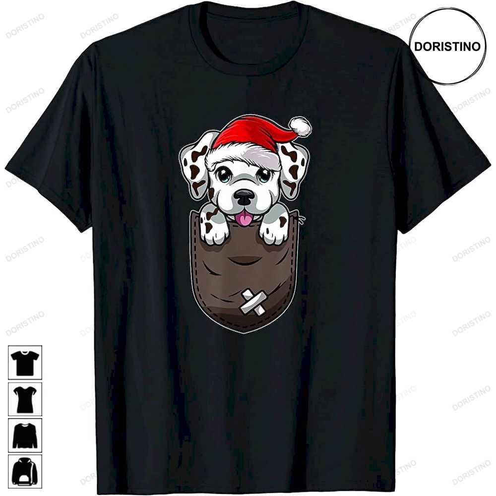 Cute Santa Dalmatian In Pocket Christmas Dog Lover Owner Awesome Shirts
