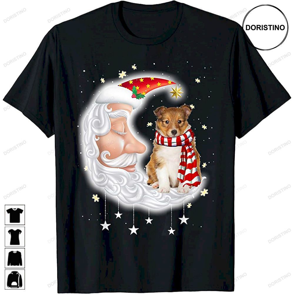 Cute Shetland Sheepdog With Santa Hat Christmas Dog Lover Awesome Shirts