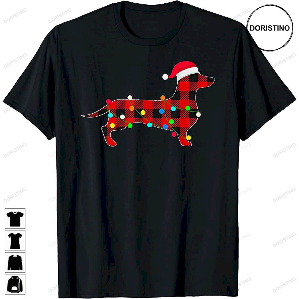 Dachshund Christmas Lights Funny Red Plaid Dog Dad Trending Style