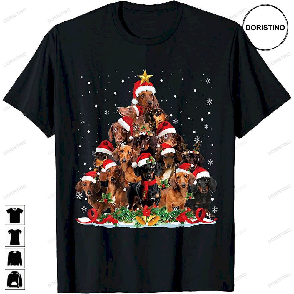 Dachshund Christmas Lights Tree Funny Dog Lover Xmas Limited Edition T-shirts
