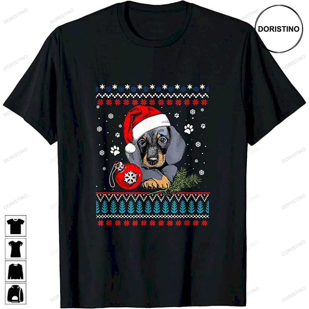 Dachshund Christmas Ornament Cute Dog With Santa Hat Limited Edition T-shirts