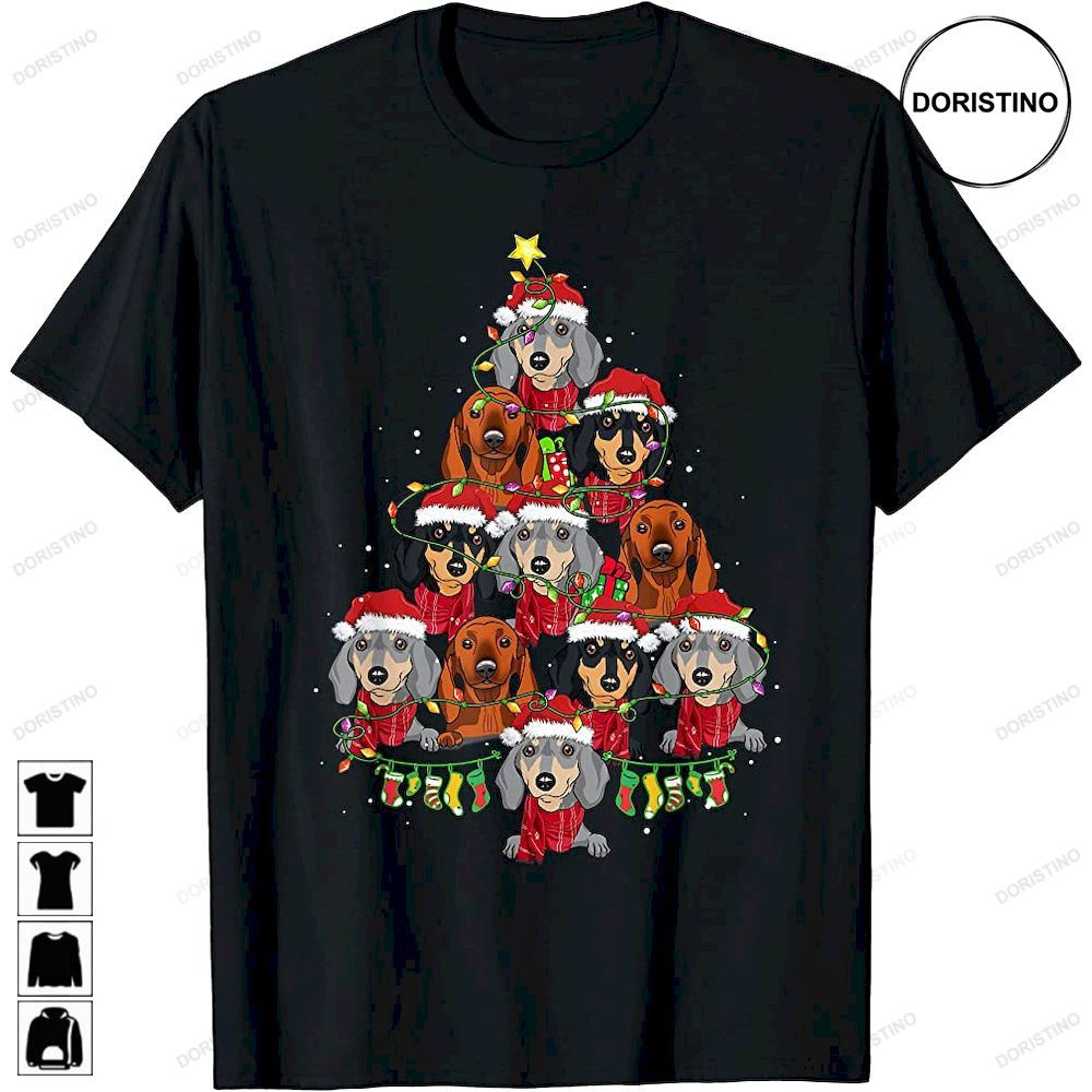 Dachshund Christmas Tree Dog Lights Matching Xmas Pajamas Awesome Shirts