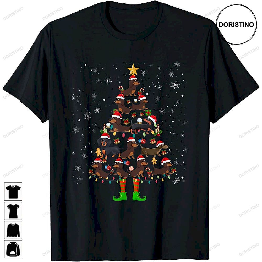 Dachshund Dog Lover Matching Santa Christmas Tree Awesome Shirts