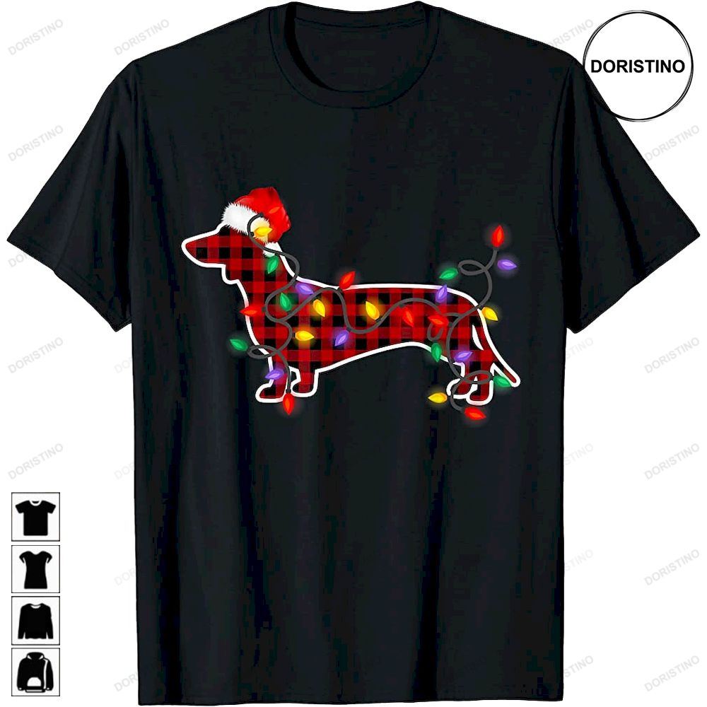 Dachshund Dog Santa Hat Christmas Pajamas Family Xmas Lights Awesome Shirts