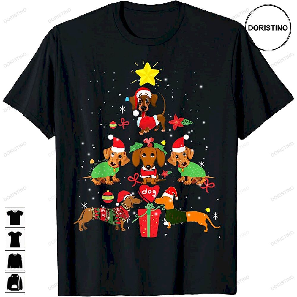 Dachshund Dogs Tree Christmas Pajama Xmas Gifts Dog Lover Limited Edition T-shirts