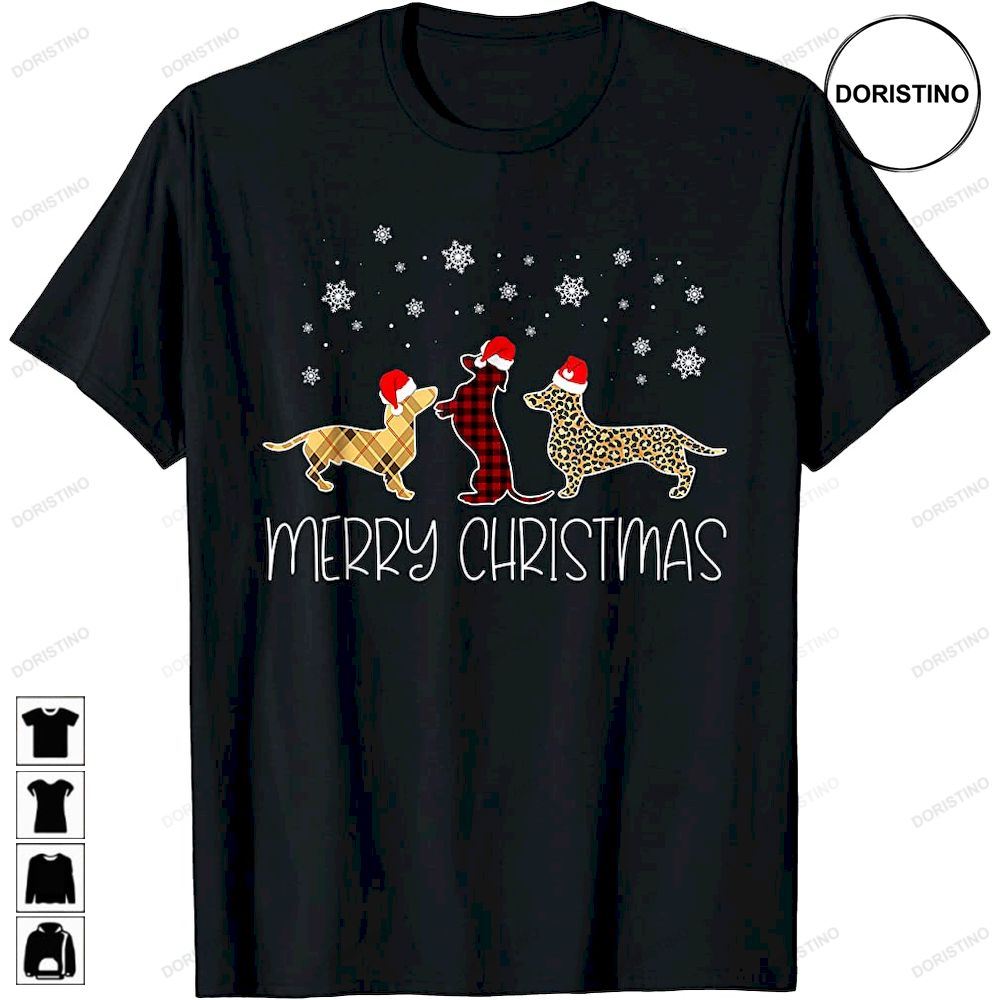 Dachshund Merry Christmas Plaid Leopard Doxie Dog X Mas Limited Edition T-shirts