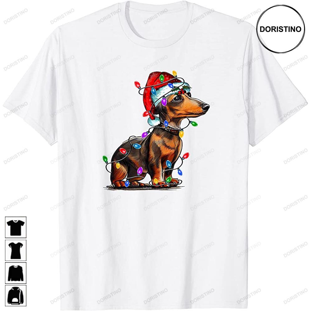 Dachshund Puppy Christmas Tree Lights Pajama Dog Xmas Awesome Shirts
