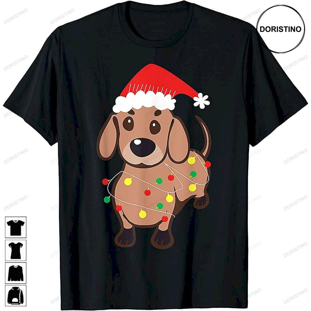 Dachshund Santa Hat Christmas Lights Dog Lovers Trending Style