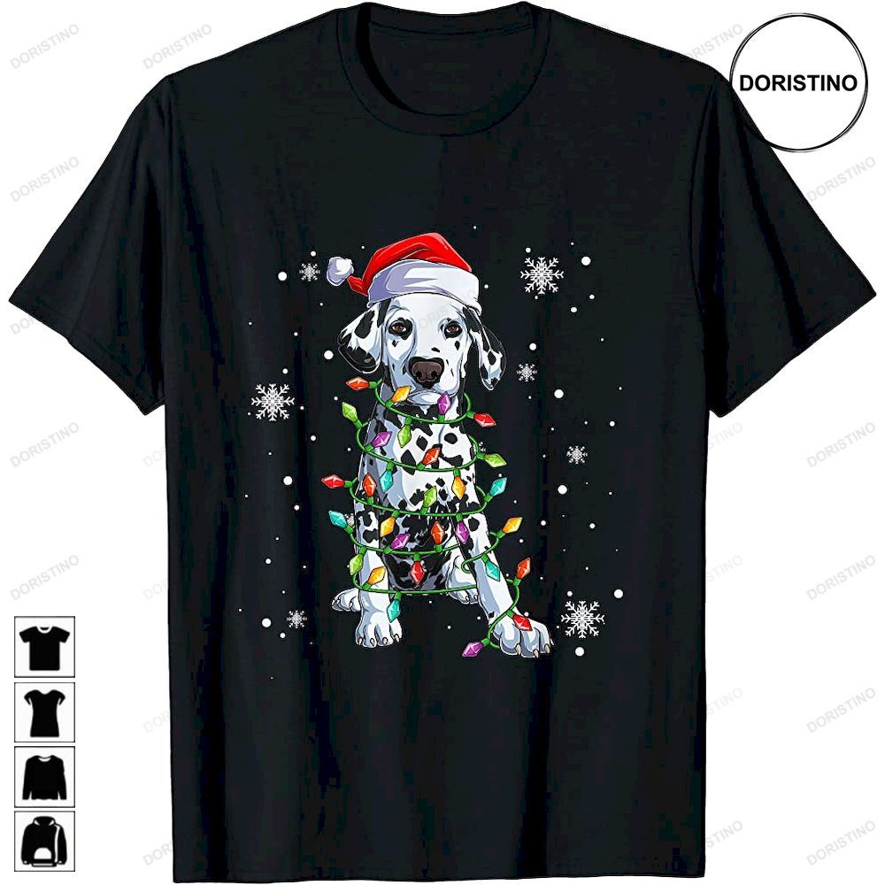 Dalmatian Dog Christmas Light Christmas Dog Santa Hat Lover Trending Style