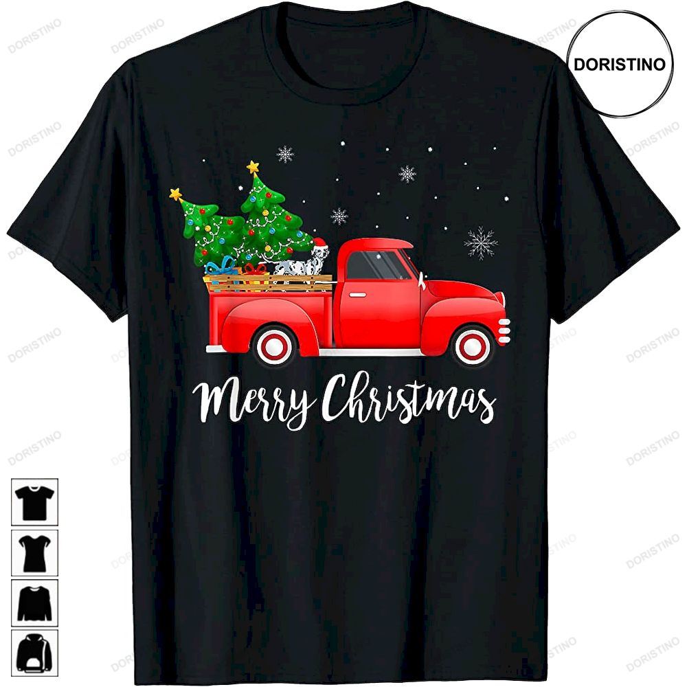 Dalmatian Red Truck Christmas Tree Xmas Dog Lover Awesome Shirts