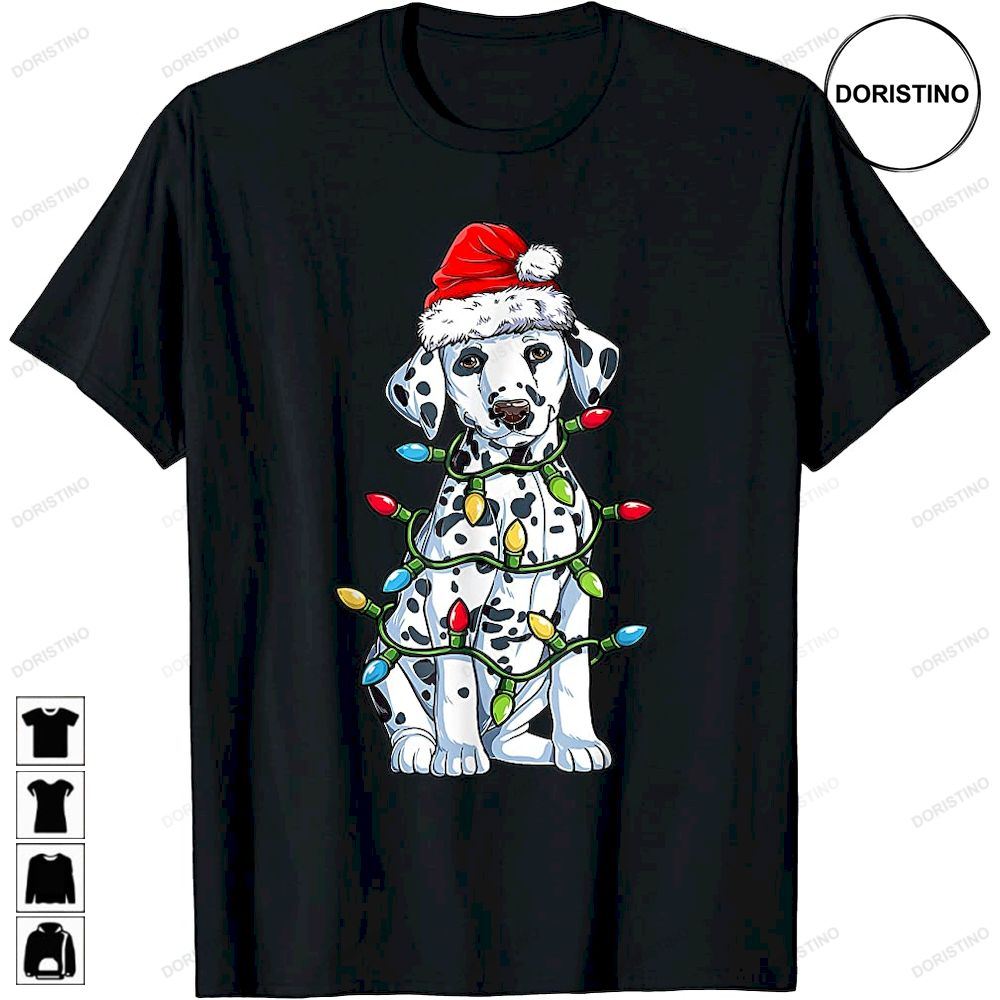Dalmatian Santa Christmas Tree Lights Xmas Boys Dog Dogmas Awesome Shirts