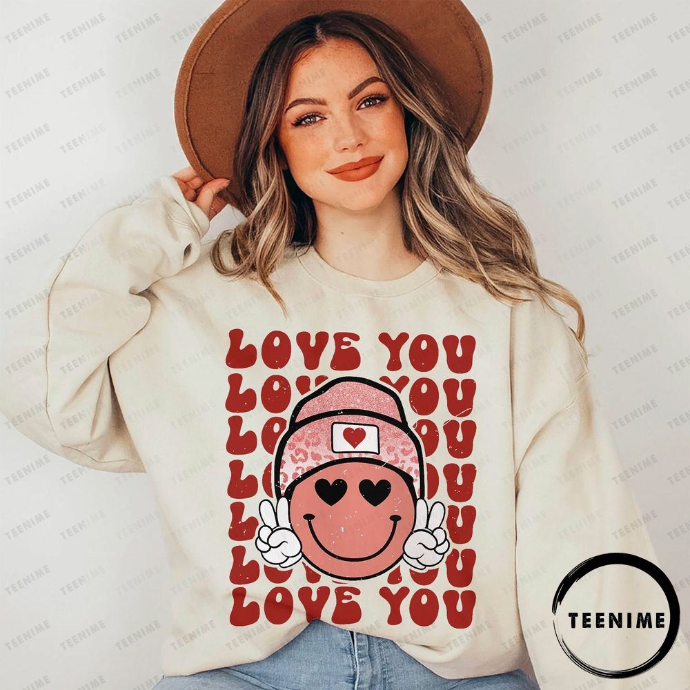 Love You Smileyy Face Retro Valentine Couple Limited Edition Shirts