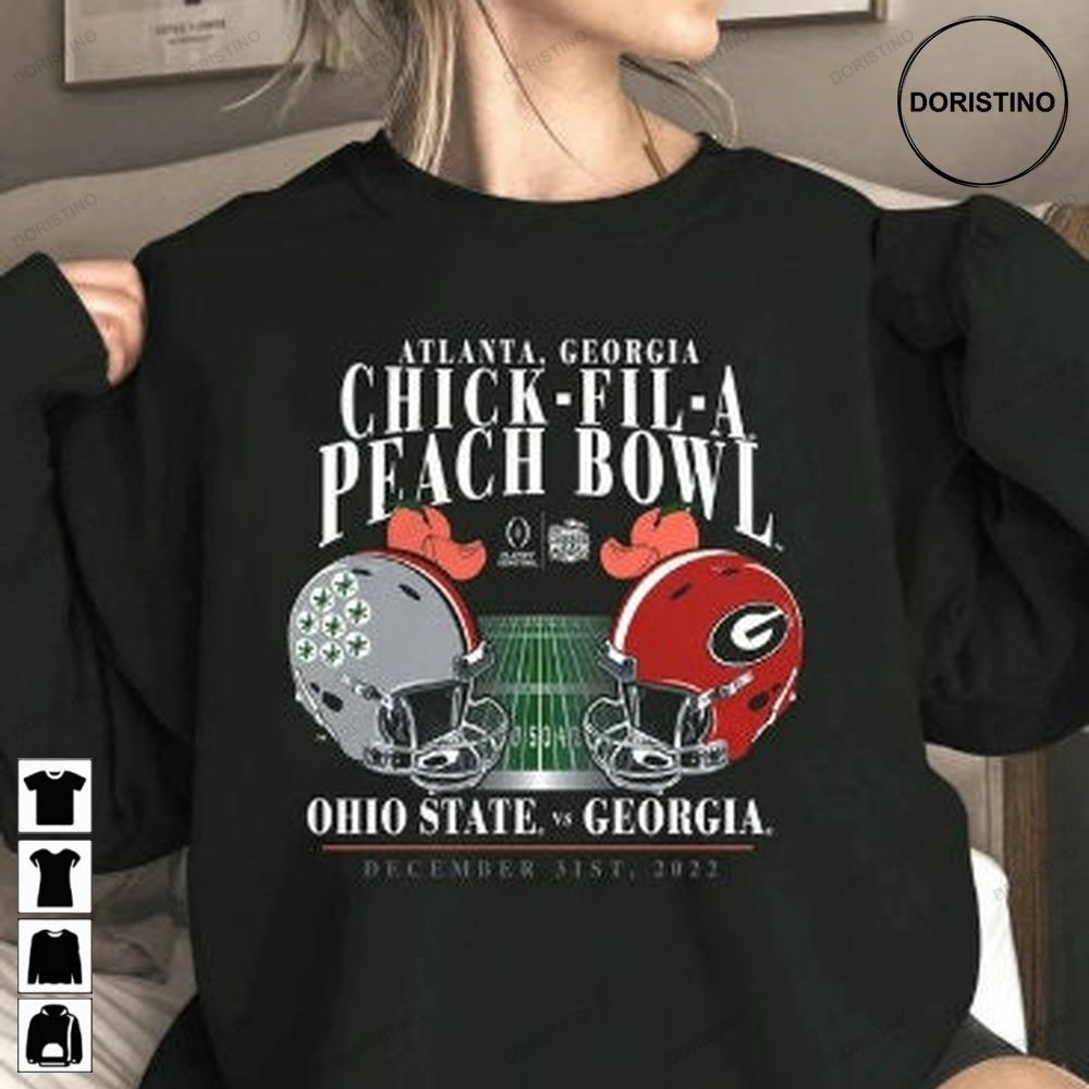 2022 Georgia Vs Ohio State Peach Bowl Georgia Vs Ohio State College Football Playoff Crewneck Peach Bowl 2022 Awesome Shirts
