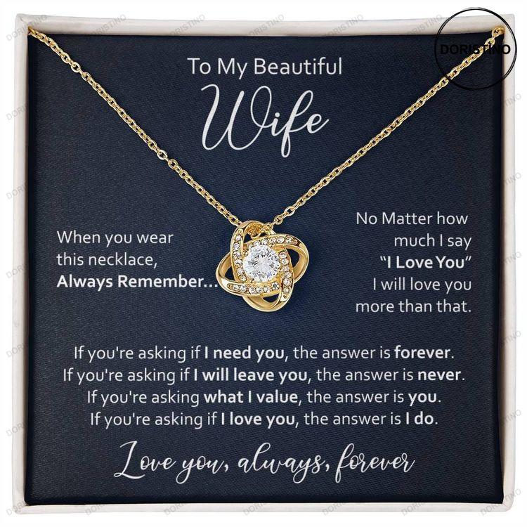 Gift For Wife Necklace With Love Letter Card Love Knot Necklace Doristino Trending Necklace