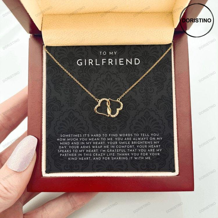 Girlfriend Gold Heart Necklace To My Girlfriend Solid Gold Necklace Girlfriend Anniversary Gifts Heart Necklace For Girlfriend Gf Gifts Doristino Trending Necklace