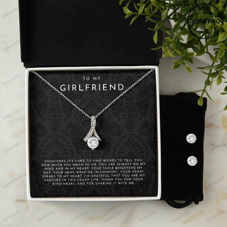 Girlfriend Necklace With Earring Set Girlfriend Gift Set Girlfriend Jewelry With Earrings Girlfriend Gift Girlfriend Birthday Gift Doristino Awesome Necklace