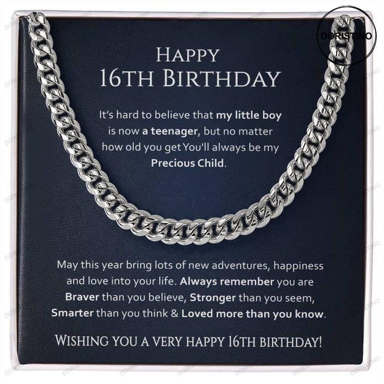 Happy 16 Birthday Gift For Him Cuban Link Chain Necklace With Message Card For Child Doristino Limited Edition Necklace