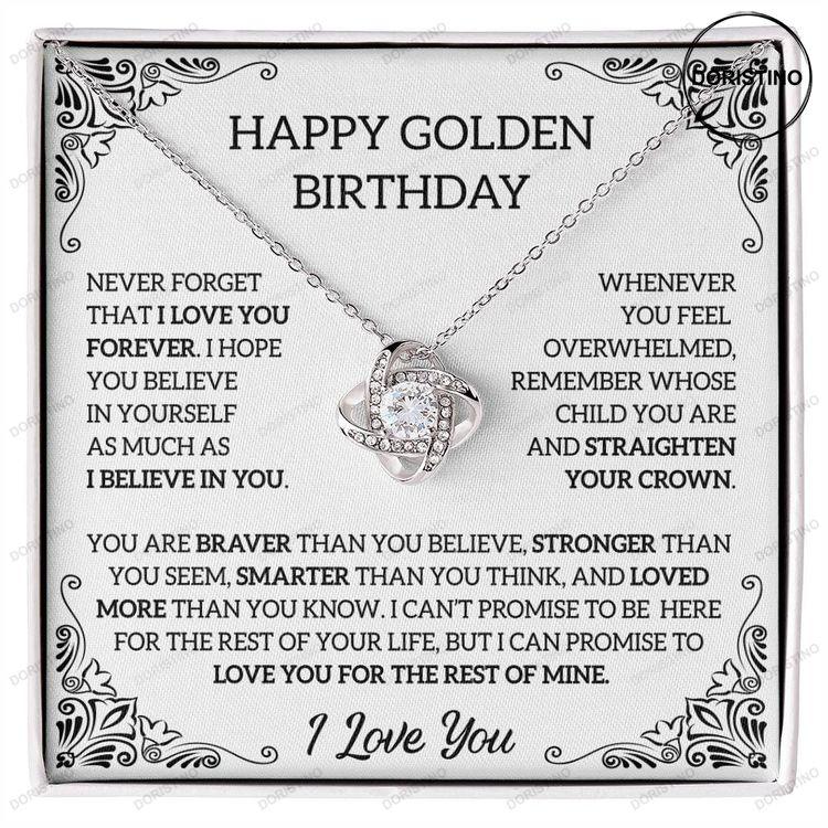 Happy Golden Birthday Love Knot Necklace With Message Card Doristino Limited Edition Necklace