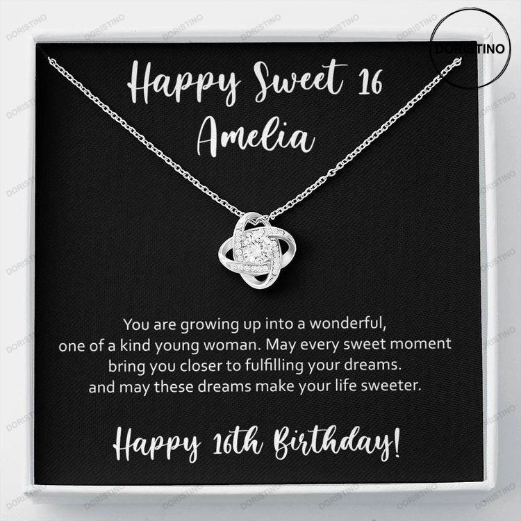 Happy Sweet 16 Birthday Gift Personality Necklace With Name Card Doristino Trending Necklace