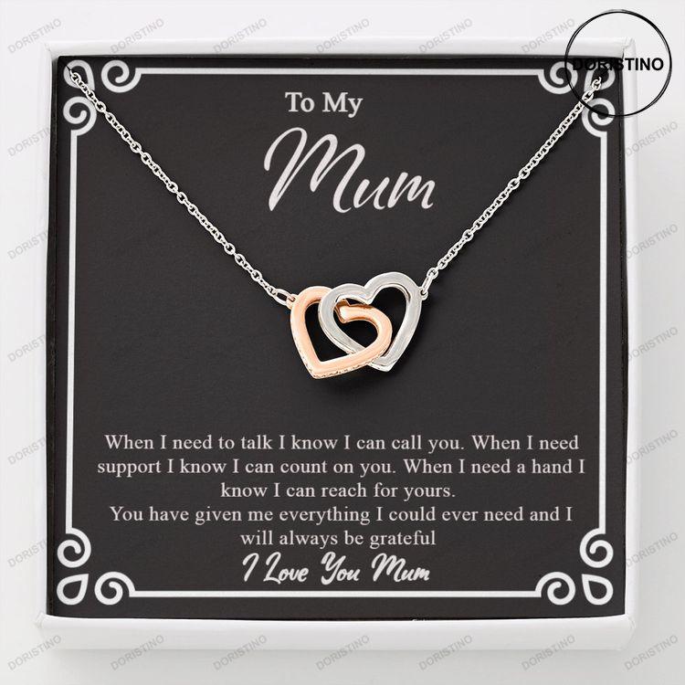 Interlocking Heart Necklace For Your Mum Perfect Mother's Day Necklace A Stunning Necklace For Your Mum A Personalized Gift For Your Mum Doristino Limited Edition Necklace