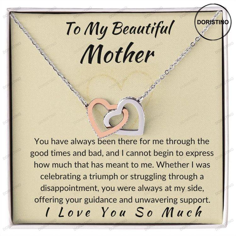 Interlocking Hearts Pendant For Mother - Mother Necklace Gift For Mom - Jewelry Gifts For Christmas Birthday Mother's Day With Message Card Doristino Trending Necklace