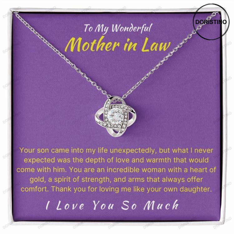 Sparkling Love Knot Necklace A Meaningful Gift For Your Mother-in-law Family Jewelry Symbolic Pendant Cubic Zirconia Pendant Necklace Doristino Trending Necklace