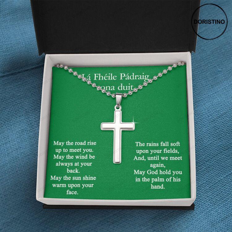 Stainless Steel Cross Necklace For Him Cross Necklace With Famous Irish Saying St Patricks Day Gift For A Man Doristino Awesome Necklace