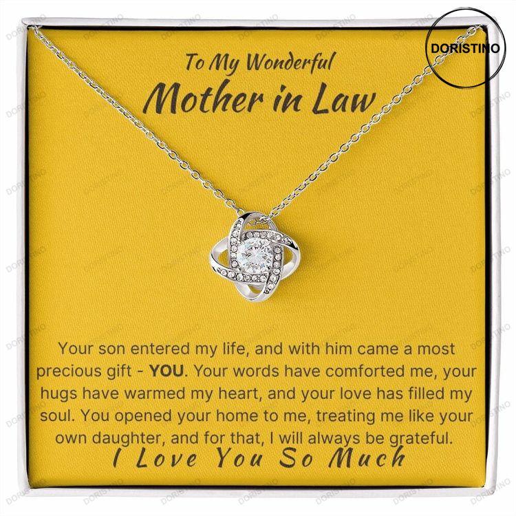 Stunning Love Knot Necklace A Meaningful Gift For Your Mother-in-law Family Jewelry Symbolic Pendant Cubic Zirconia Pendant Necklace Doristino Limited Edition Necklace