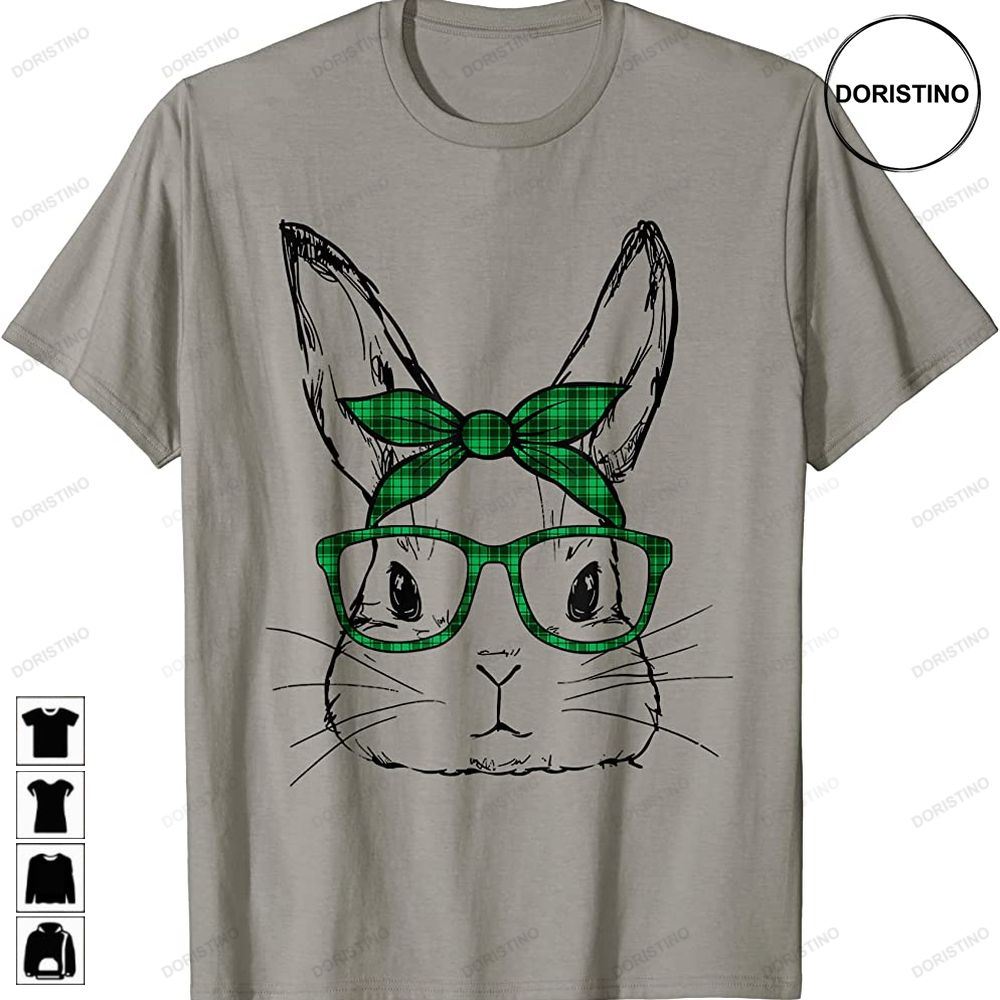Easter Bunny Face Green Buffalo Plaid Glasses St Patrick Day Awesome Shirts