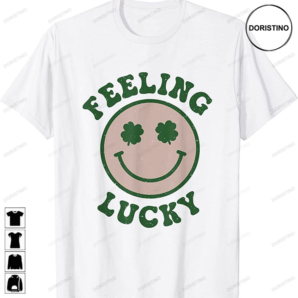 Feeling Lucky Funny St Patricks Day Shamrock Smile Face Meme Limited Edition T-shirts