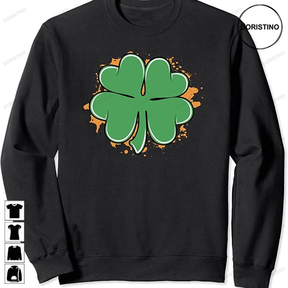 Four Leaf Clover Splatter Irish Pride St Patricks Day Trending Style