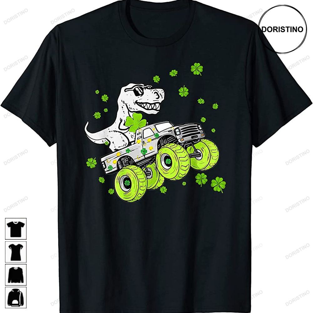 Funny Dinosaur Monster Truck St Patricks Day Boys Men Awesome Shirts