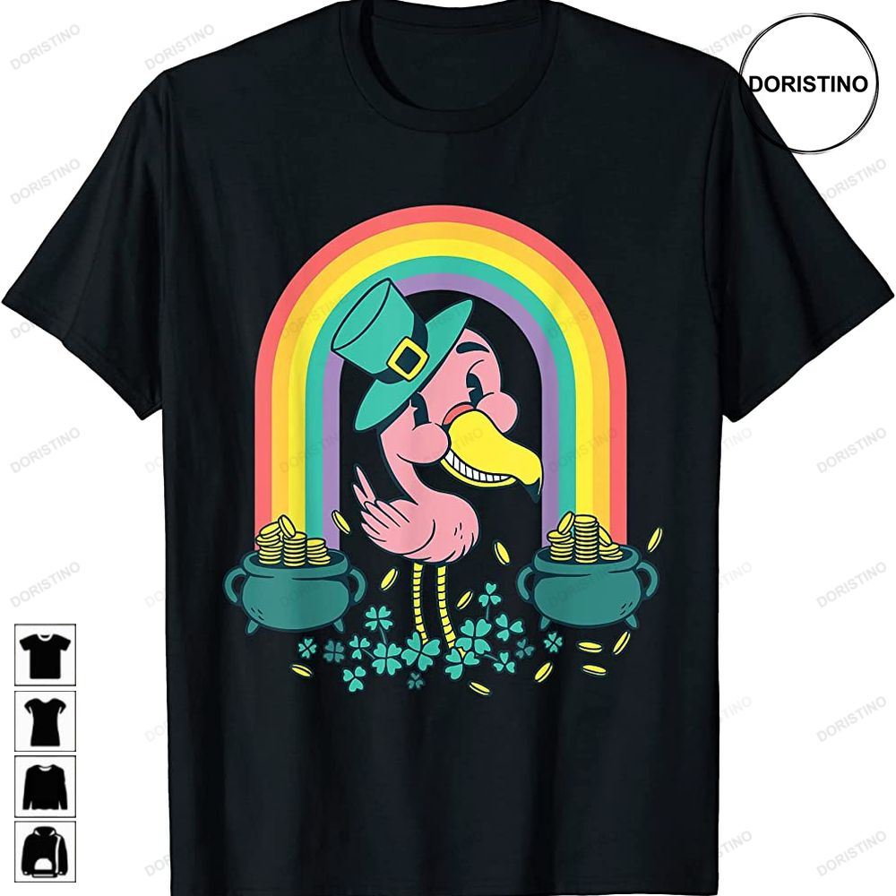 Funny Flamingo With Rainbow Patricks Day Lucky Limited Edition T-shirts