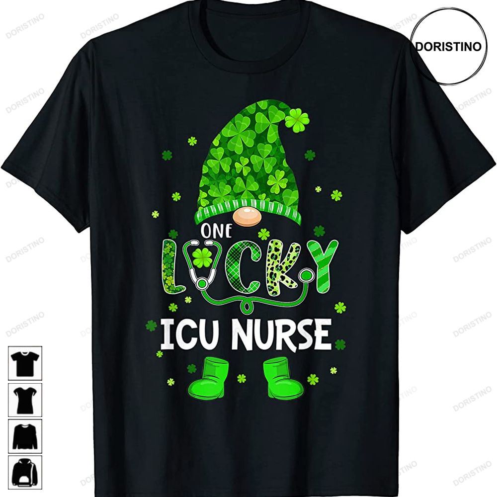 Funny Gnome One Lucky Icu Nurse St Patricks Day Shamrock Limited Edition T-shirts