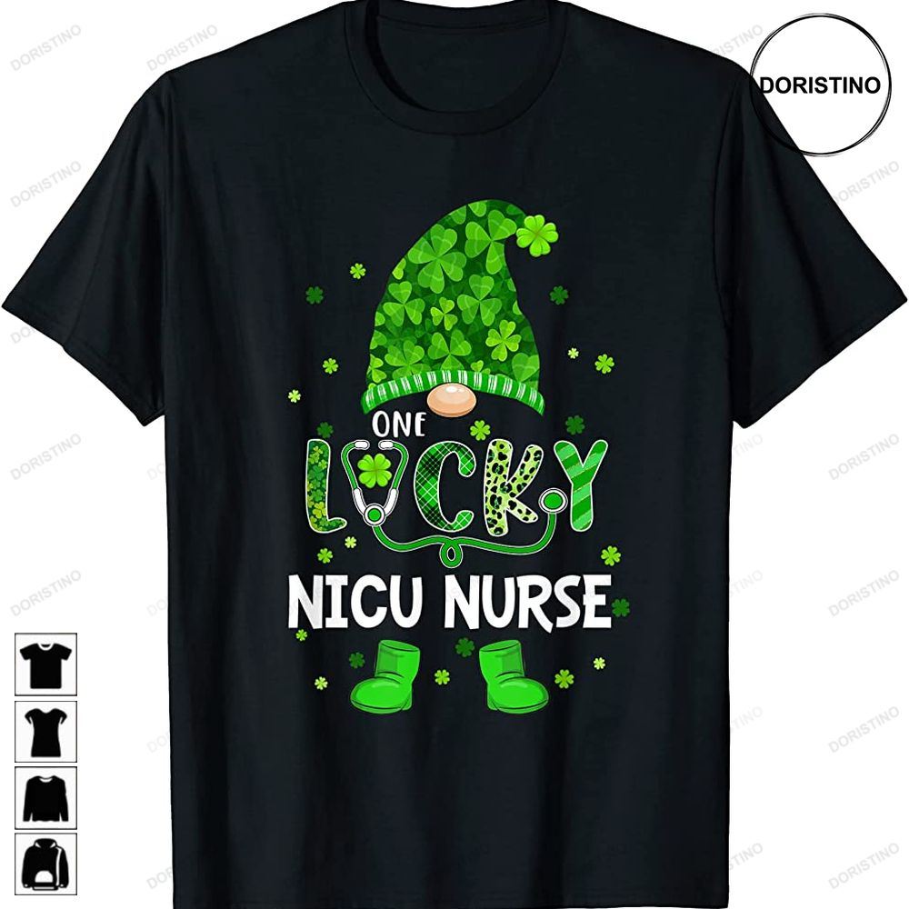 Funny Gnome One Lucky Nicu Nurse St Patricks Day Shamrock Awesome Shirts