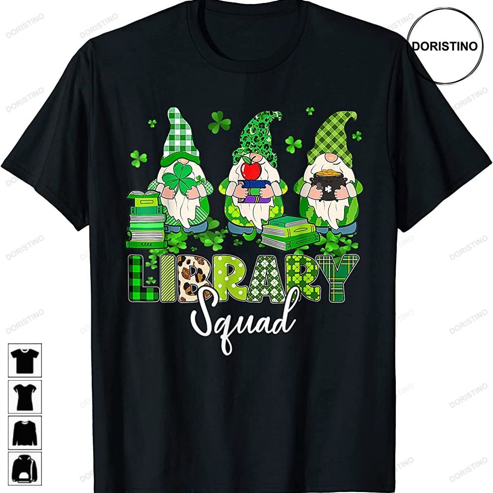 Funny Gnomes Leopard Shamrock Library Squad St Patricks Day Limited Edition T-shirts