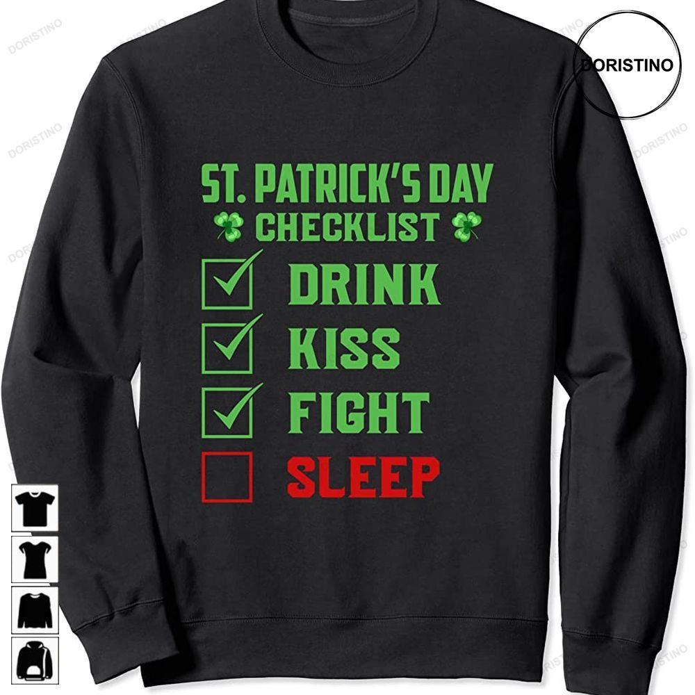 Funny Irish Stpatricks Day Checklist Shenanigans Awesome Shirts