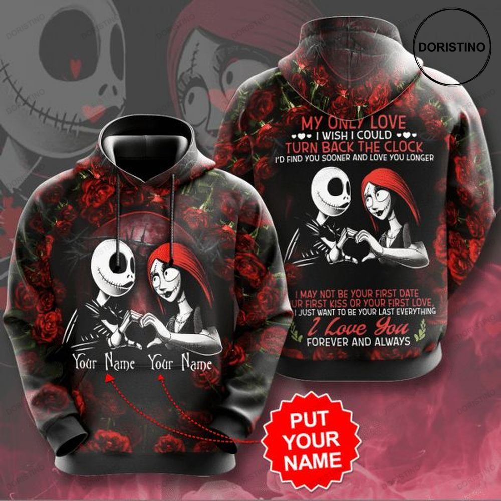 Jack Skellington And Sally And The Nightmare Before Christmas Design Gift For Fan Custom Ed All Over Print Hoodie