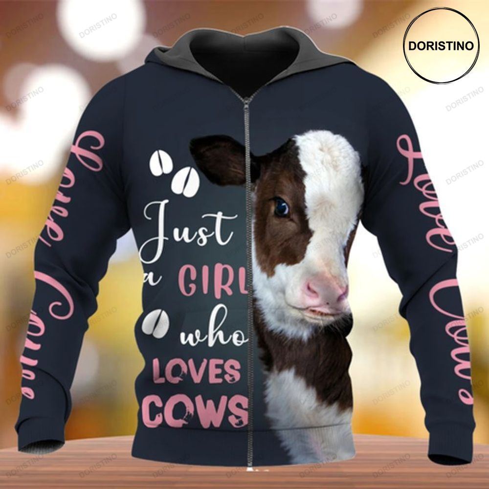 Just A Girl Who Loves Cows Awesome 3D Hoodie