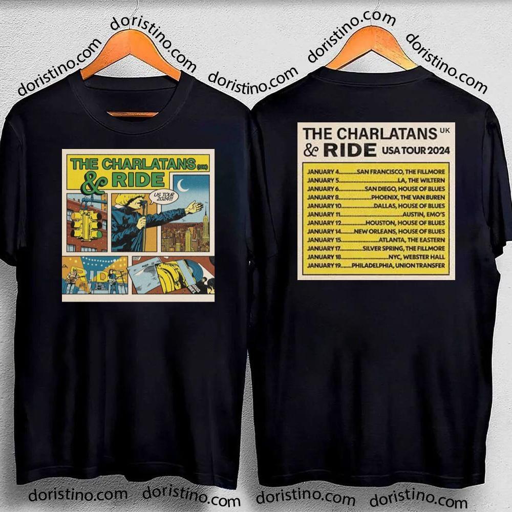 The Charlatans With Ride Tour 2024 Double Sides Shirt