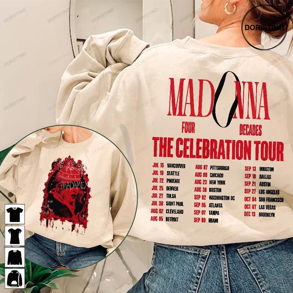 Madonna The Celebration Tour Dates 2023 World Tour Double Sided World Tour Music 2023 Graphic Tee Unisex Trending Style
