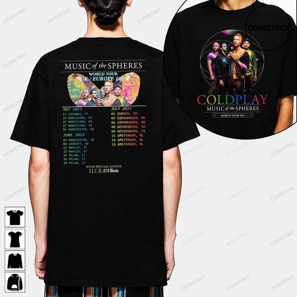 Music Of The Spheres Coldplay World Tour Coldplay Tour 2023 Coldplay Europe Tour Coldplaly Tour Tour 07h4a Limited Edition T-shirts