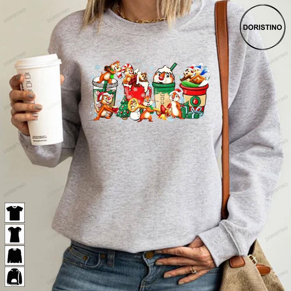 Chip And Dale Coffee Christmas Latte Holly Jolly Cartoon Character Trending Style