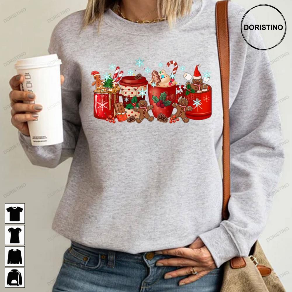 Christmas Coffee Candy Gingerbread Red Art Awesome Shirts