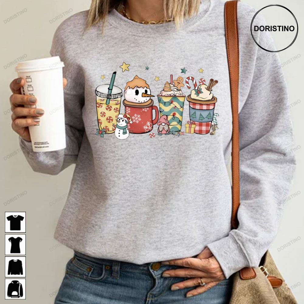 Christmas Coffee Snowmen Red Peppermint Iced Latte Sweets Snow Cozy Winter Limited Edition T-shirts